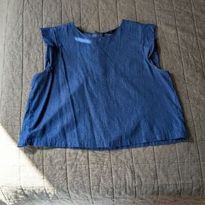 Cropped Denim Chambray Sleeveless Top ZARA